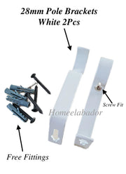 2× Door Curtain Brackets 28 mm Heavy-Duty Metal Curtain Pole Support Brackets for Wall Mount