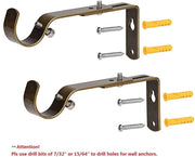 Adjustable Curtain Pole Brackets for 19mm / 28mm Diameter Poles – Durable Metal Wall Mount – Various Colours