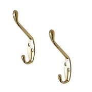 Hat & Coat Hooks Double Heavy Duty Polished Chrome Brass Gold Metal Door & Wall Hanger for Robe Dress Towel Stylish Home Office Hook