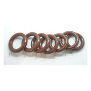 45/35mm Wooden Curtain Pole Rings with Hooks Pack of 6 Traditional Solid Wood Curtain Accessories