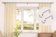 Heavy Duty Metal Curtain Pole Wall Bracket 4 Pack (2 Pairs) 19 mm Silver