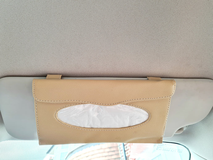 Front Open PU leather Car Sun Visor Tissue box clip-on Accesory Holder Organiser