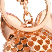 Fox Key Chain Lucky Charm with Pearl & Rhinestone Pompom Fashion Accessory gift