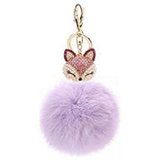 Fox Key Chain Lucky Charm with Pearl & Rhinestone Pompom Fashion Accessory gift