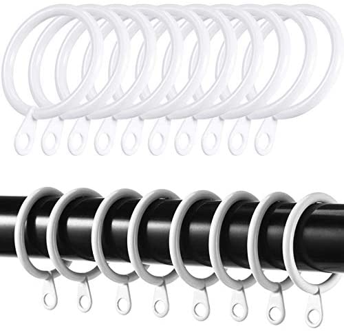 White 40MM Metal Curtain Rings with eyelets Heavy Duty in Curtain Pole Voile