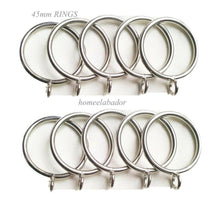 Homeelabador 45mm Strong Metal Curtain Rings with EYELETS SILVER CHROME Colour