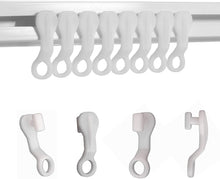 50 and 100 pieces White Curtain Track Rail Runner Glider Hooks