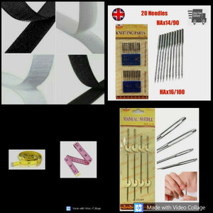 Sewing Kit Set with Extra Large & Machine Needles, 2x Measuring & Velco Tape 12pc Bobbins