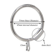 45mm Heavy Duty Metal Curtain Rings With Eyes Voile Pole Bracket Silver Black UK