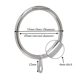 45mm Heavy Duty Metal Curtain Rings With Eyes Voile Pole Bracket Silver Black UK