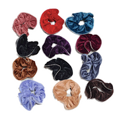 solid stone decor velvet elastic bobble hair Scrunchies bands medium or large lots of colours good quality by homeelabador