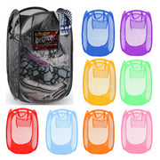 EASY OPEN HAMPER LIGHTWEIGHT MESH FABRIC LAUNDERY TOY BASKET STORAGE SIDE POCKET