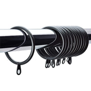 45mm Heavy Duty Metal Curtain Rings With Eyes Voile Pole Bracket Silver Black UK