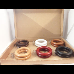 Pack of 12 Wooden Curtain Rings 38mm  with eyelets