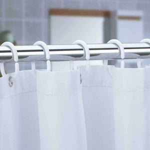 White Shower Curtains Ring Hooks Bathroom Waterproof Plastic Strong Hanger Pack of 12