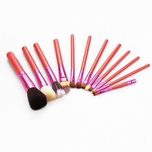 12 pcs Cosmetic Brush Kit Makeup Tool with Cup Leather Holder Case Travel Gift
