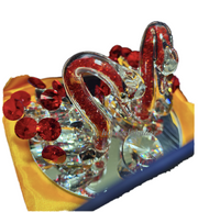 Crystal Glass Swan Pair Decorative Diamante Filled Ornament with Gift Box