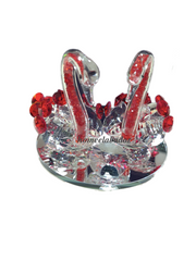 Crystal Glass Swan Pair Decorative Diamante Filled Ornament with Gift Box