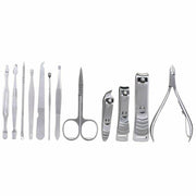 Unisex 12 Piece Nail Care Cutter Cuticle Clipper Manicure Pedicure KIT Case with Gift Box