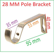 28mm Heavy Duty Metal Curtain Pole Rod Wall Bracket Holder Screw Drapery 5 color
