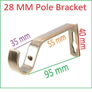 28mm Heavy Duty Metal Curtain Pole Rod Wall Bracket Holder Screw Drapery 5 color