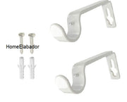 2 Metal Curtain Pole Rod Holder Brackets Hooks 19mm