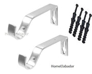 2 Metal Curtain Pole Rod Holder Brackets Hooks 19mm