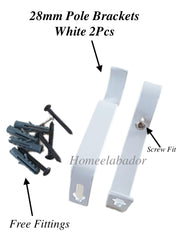 28mm Heavy Duty Metal Curtain Pole Rod Wall Bracket Holder Screw Drapery 5 color